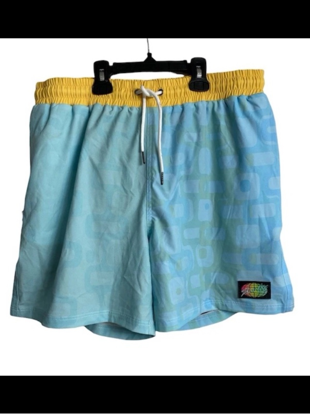 NEW! Slunks Soho Sixer Beach Volleyball Shorts Men Size XL Blue Yellow  Retro